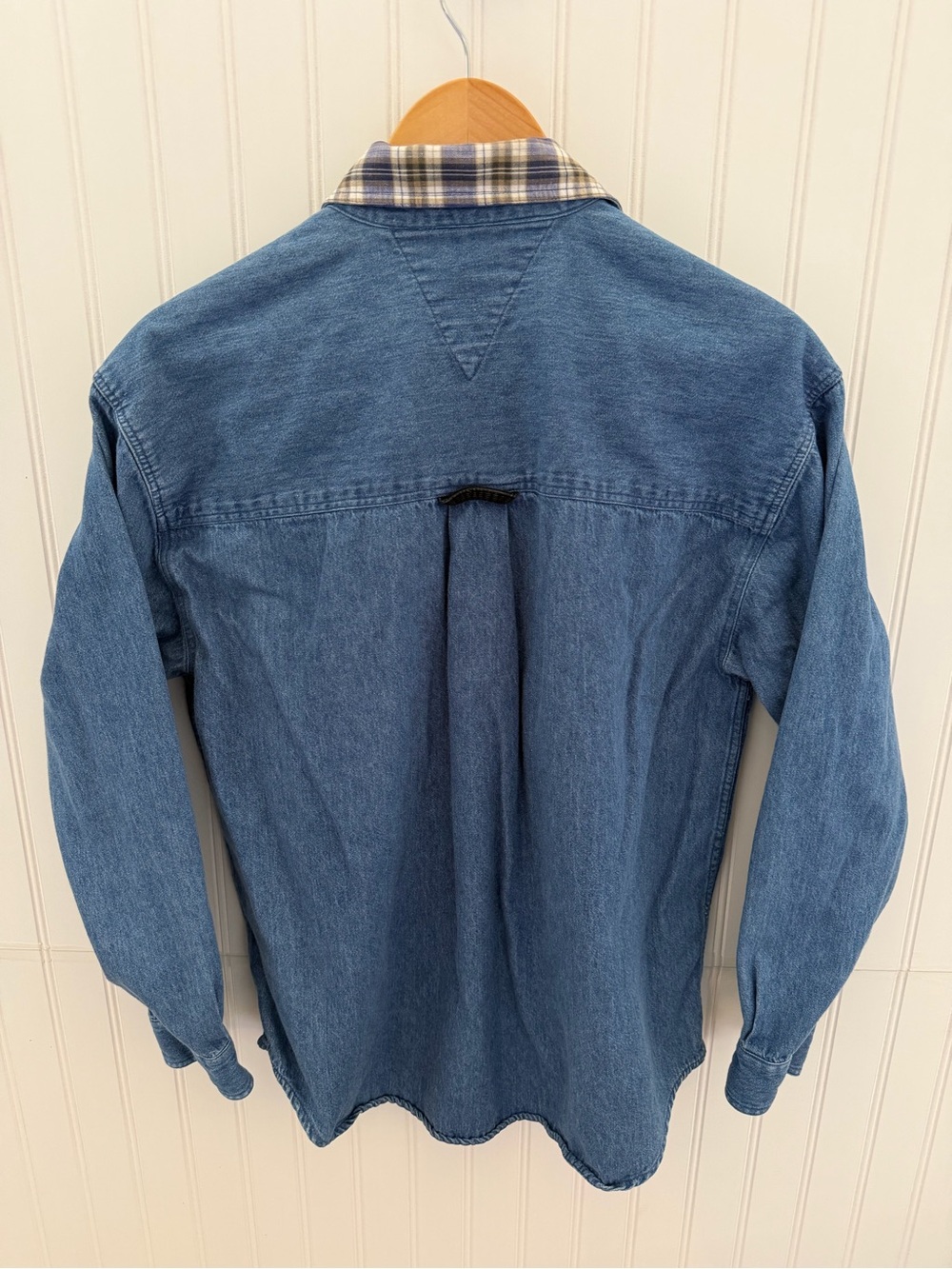 Vintage/90’s Preston&York Denim Button-Up Shirt Corduroy Pockets & Plaid Collar - Picture 4 of 4